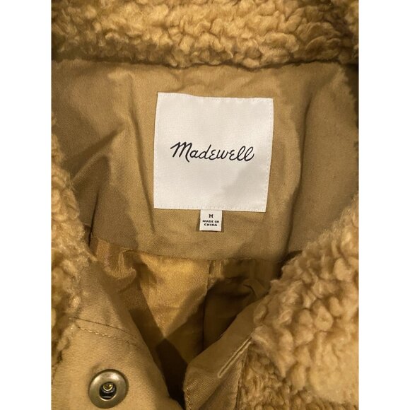 Madewell Brown Faux Fur Sherpa Fleece Snap Button Jacket Women's Size Medium - Picture 2 of 6